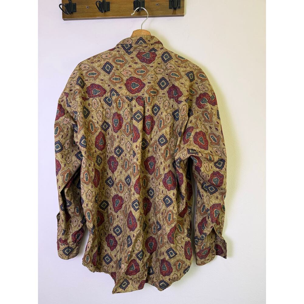 Vintage Chaps Ralph Lauren Paisley Button Up Shirt XL 100% Cotton Oversized - Picture 4 of 5